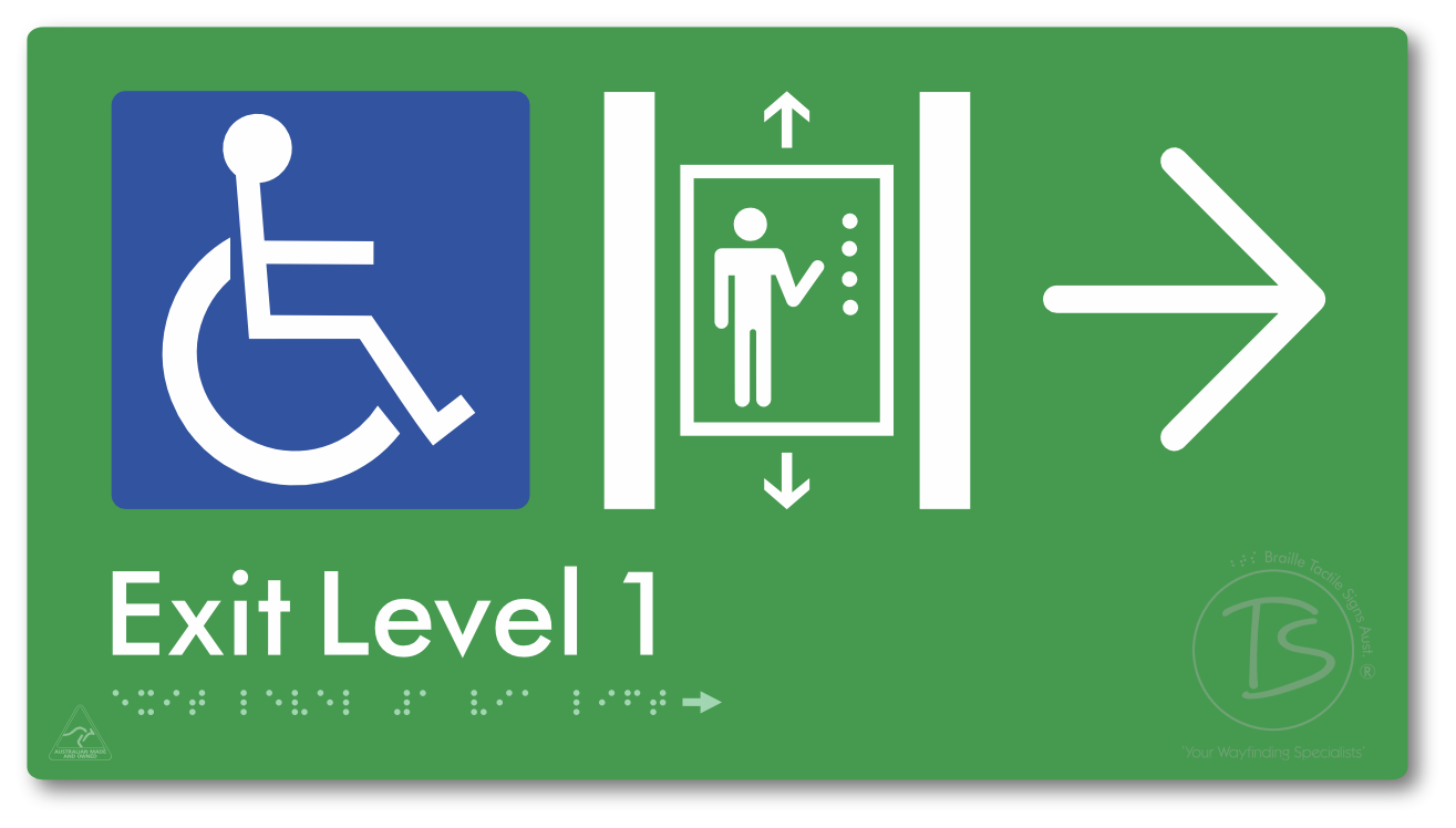 Exit Level 1 Via Lift with Large Arrow