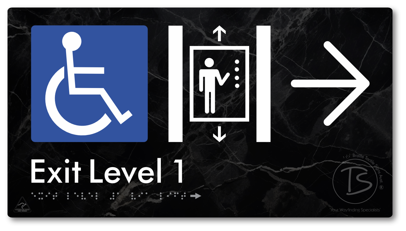 Exit Level 1 Via Lift with Large Arrow