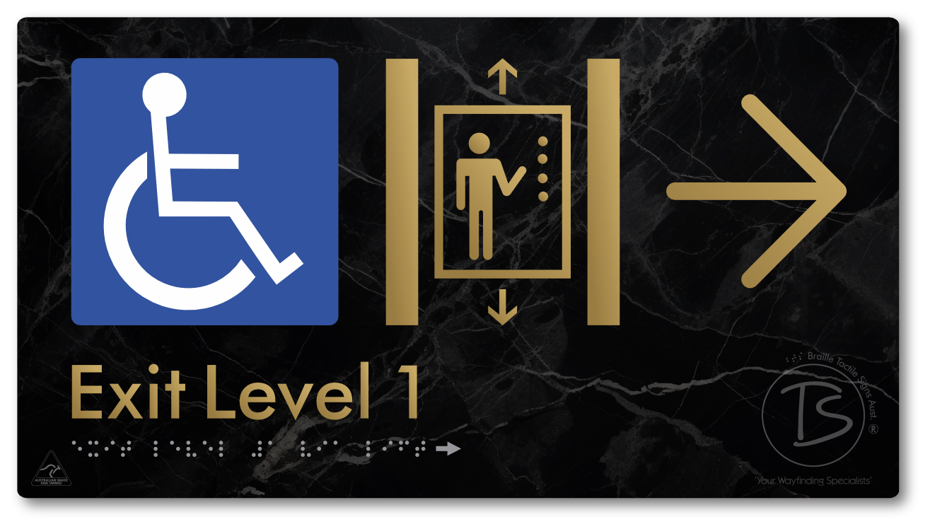 Exit Level 1 Via Lift with Large Arrow