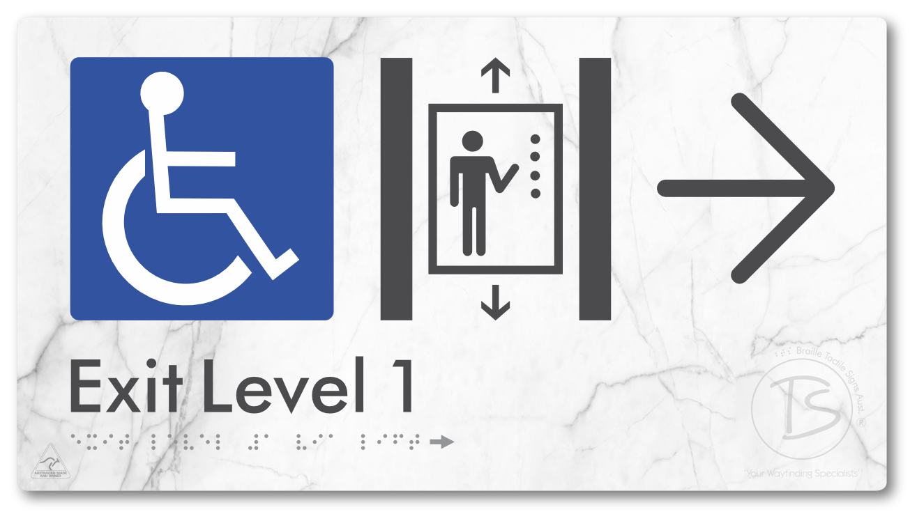 Exit Level 1 Via Lift with Large Arrow