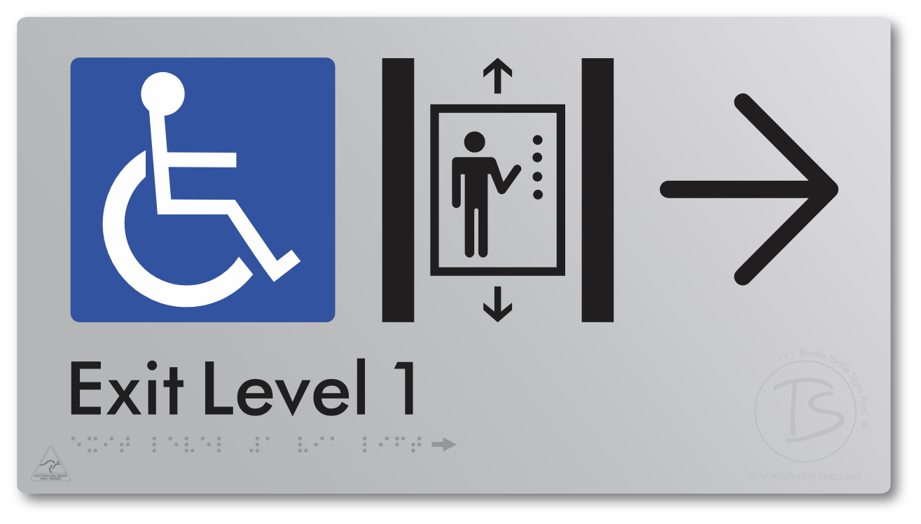 Exit Level 1 Via Lift with Large Arrow