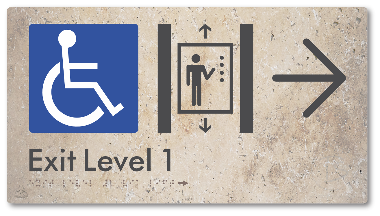 Exit Level 1 Via Lift with Large Arrow