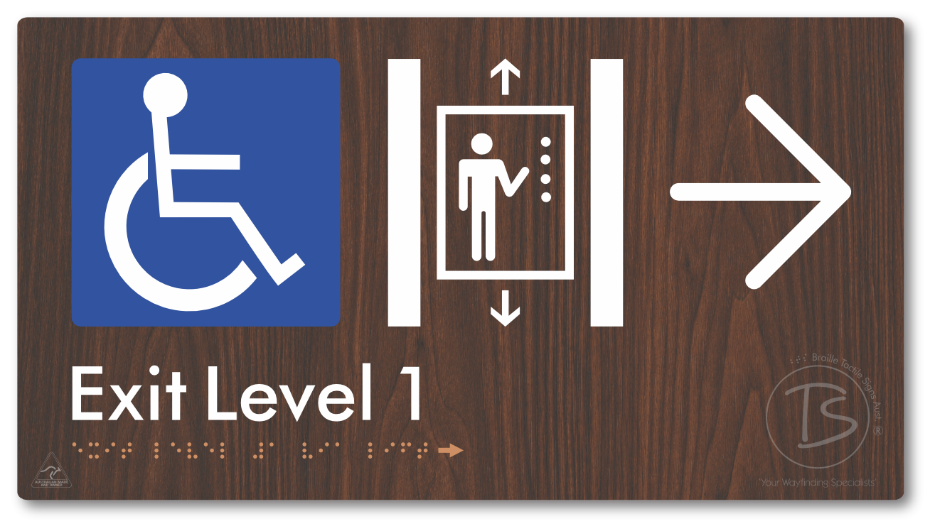 Exit Level 1 Via Lift with Large Arrow