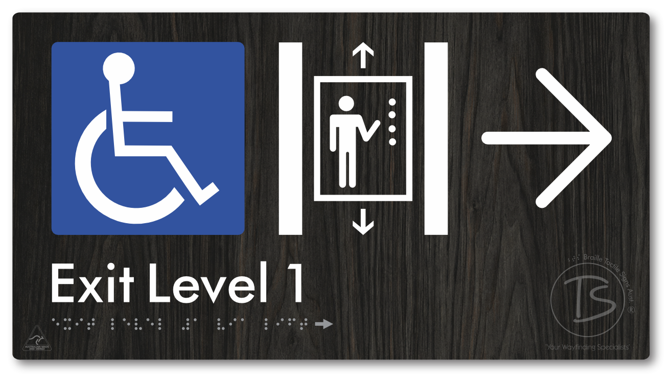 Exit Level 1 Via Lift with Large Arrow