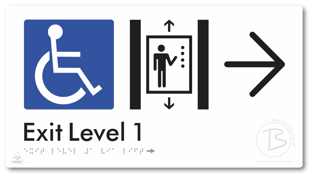 Exit Level 1 Via Lift with Large Arrow