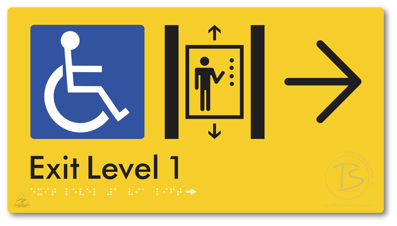 Exit Level 1 Via Lift with Large Arrow