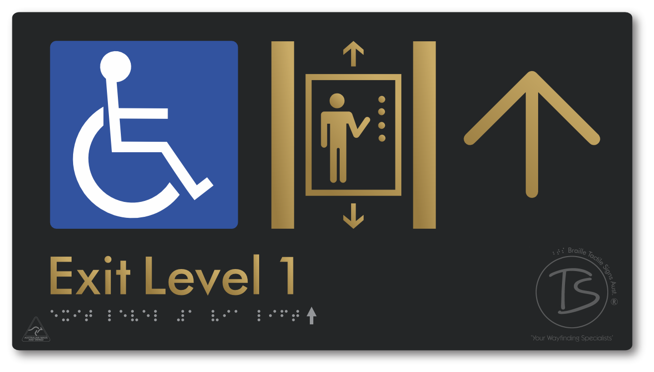 Exit Level 1 Via Lift with Large Arrow
