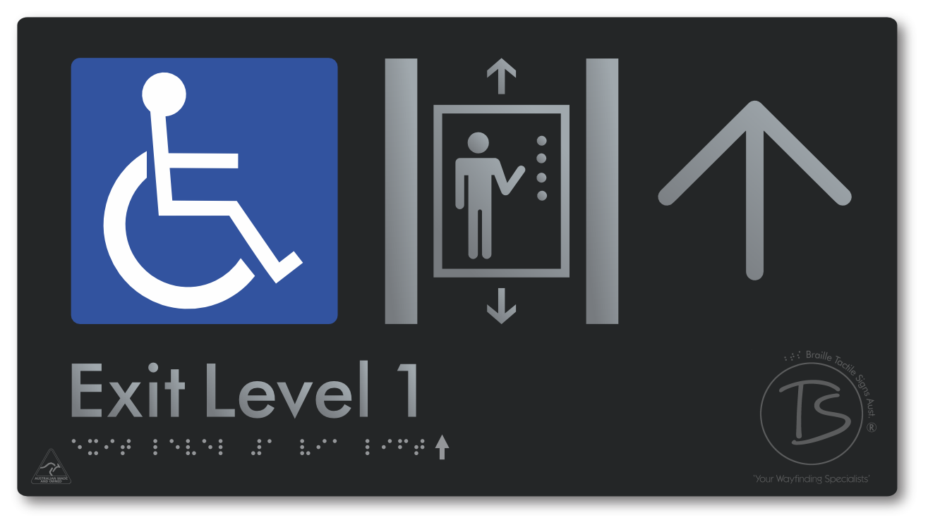 Exit Level 1 Via Lift with Large Arrow