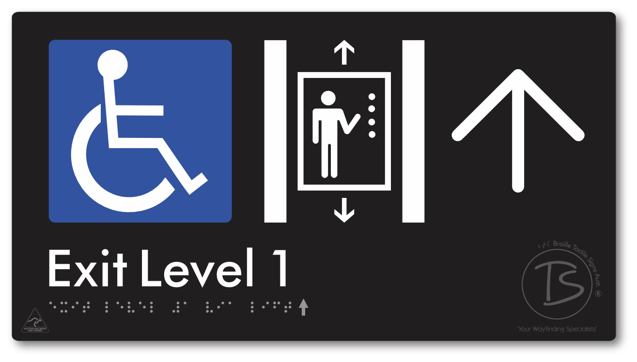 Exit Level 1 Via Lift with Large Arrow