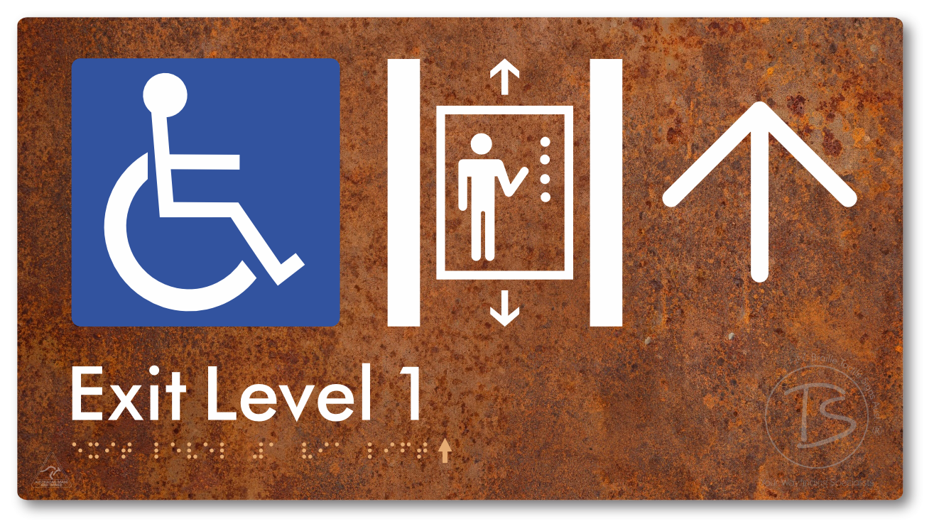 Exit Level 1 Via Lift with Large Arrow
