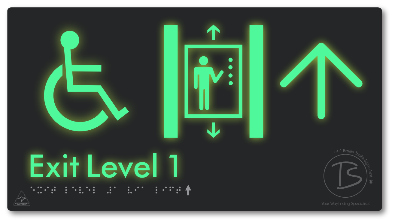 Exit Level 1 Via Lift with Large Arrow