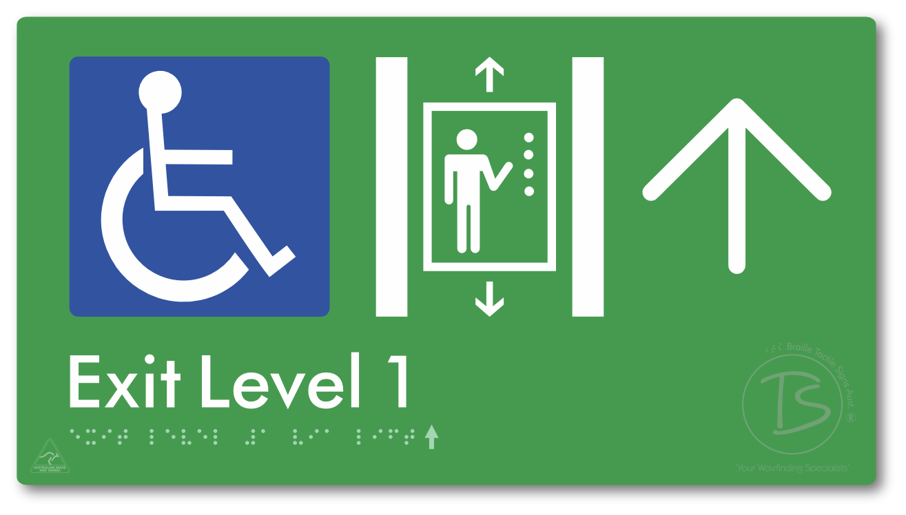 Exit Level 1 Via Lift with Large Arrow