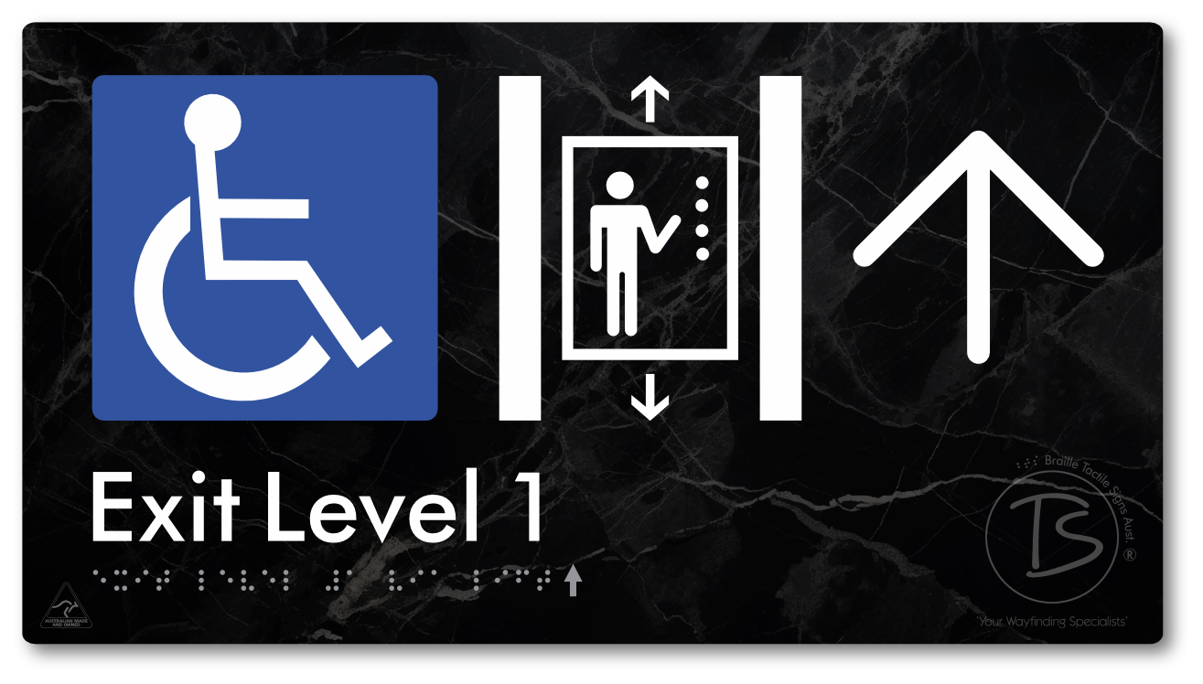 Exit Level 1 Via Lift with Large Arrow