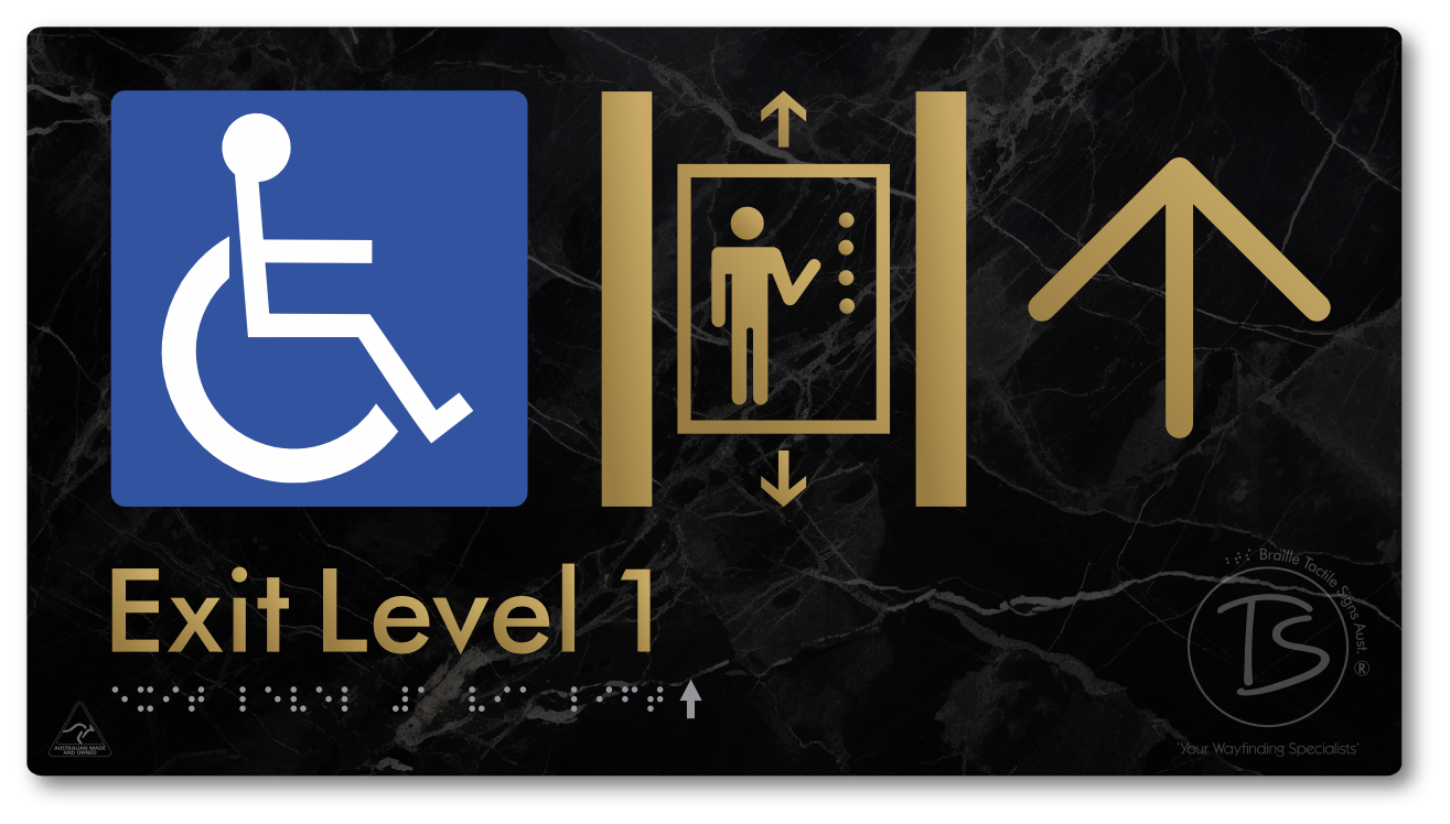 Exit Level 1 Via Lift with Large Arrow