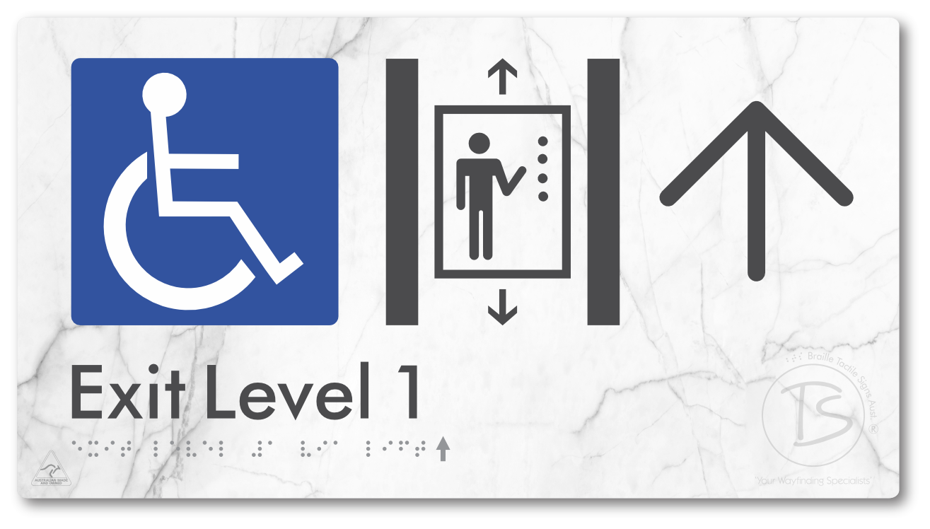 Exit Level 1 Via Lift with Large Arrow