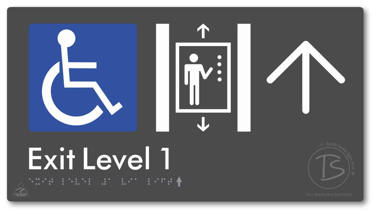 Exit Level 1 Via Lift with Large Arrow