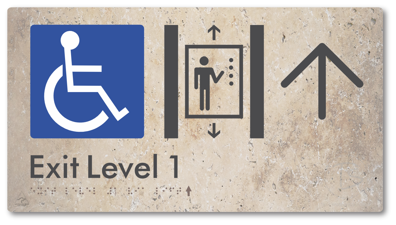 Exit Level 1 Via Lift with Large Arrow