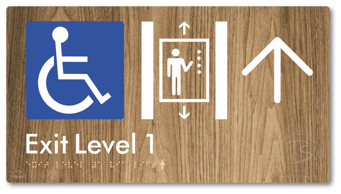 Exit Level 1 Via Lift with Large Arrow