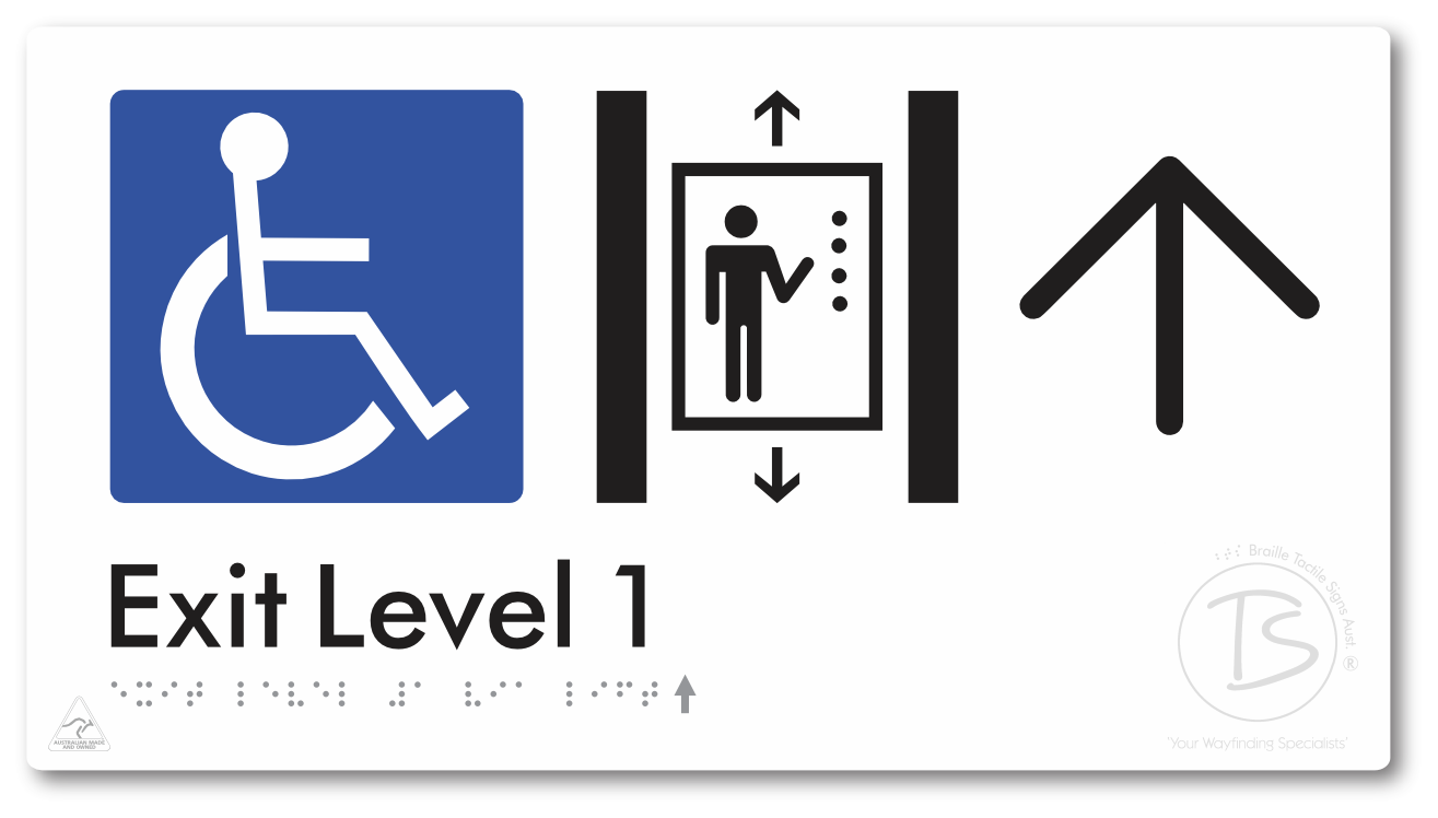 Exit Level 1 Via Lift with Large Arrow