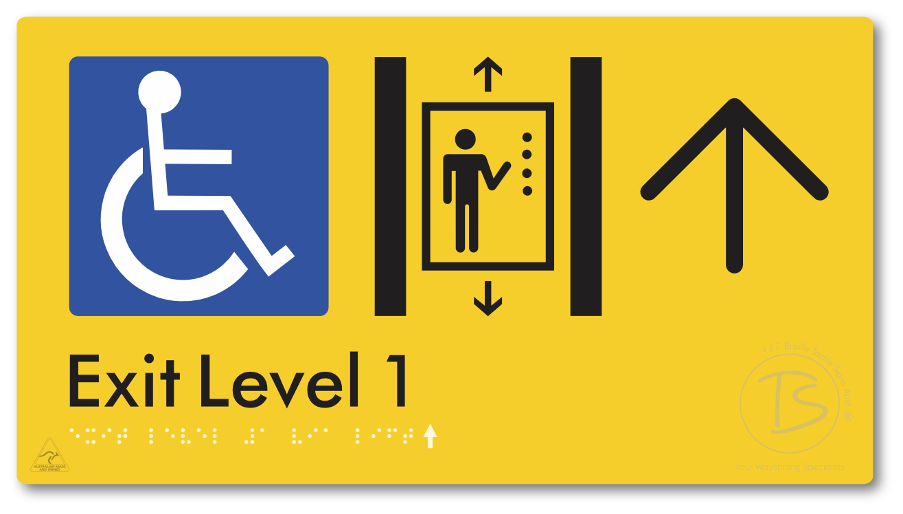 Exit Level 1 Via Lift with Large Arrow