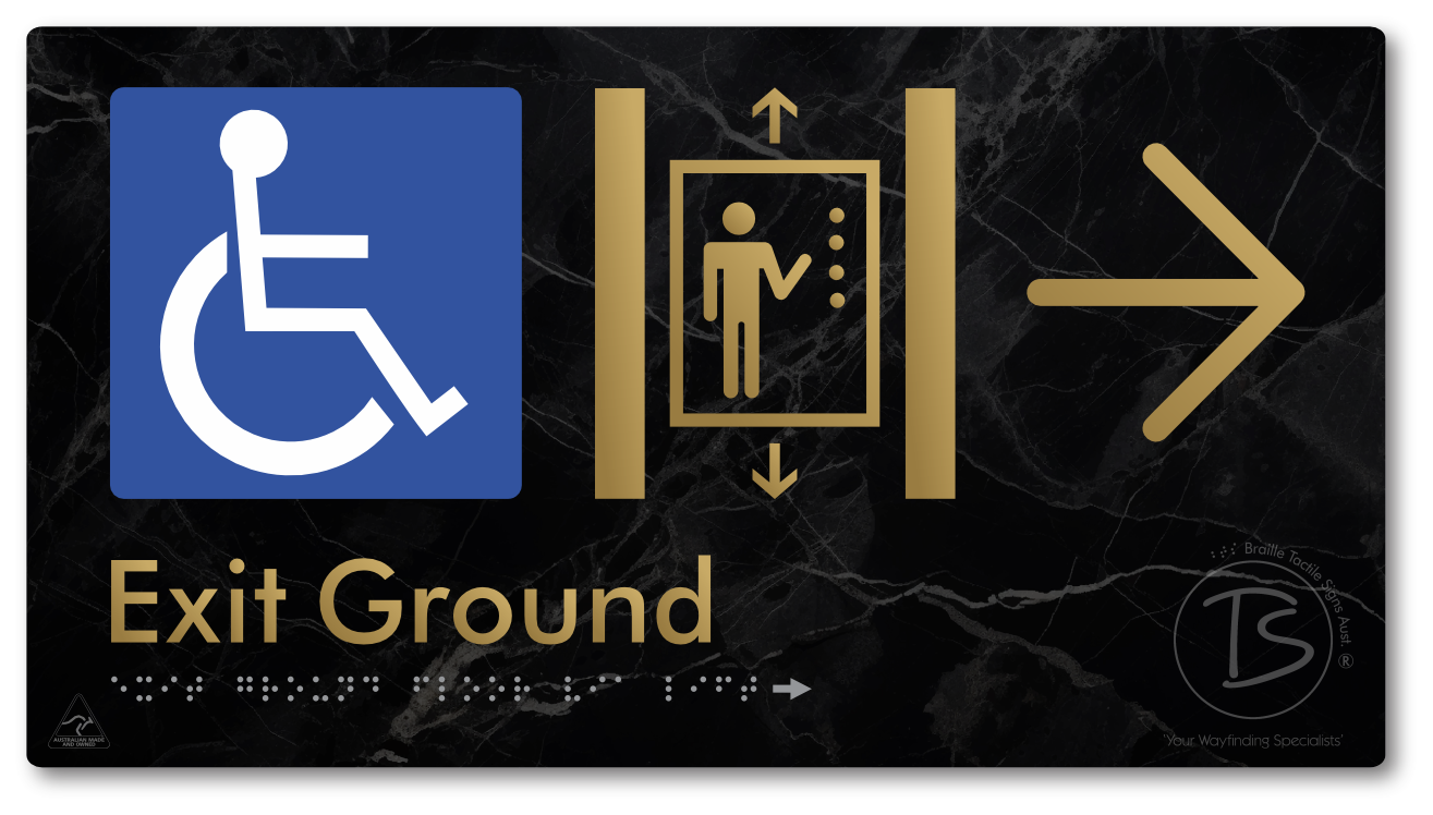 Exit Level Ground Via Lift with Large Arrow