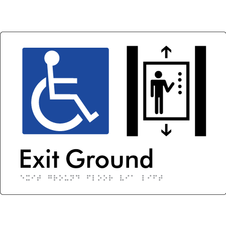 Exit Level Ground Via Lift - Braille Tactile Signs Aust.