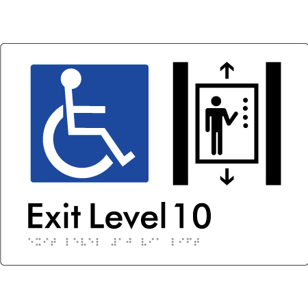 Exit Level 10 Via Lift - Braille Tactile Signs Aust.