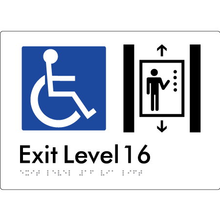 Exit Level 16 Via Lift - Braille Tactile Signs Aust.