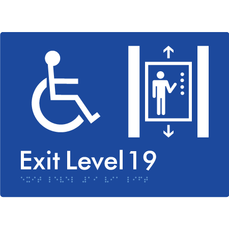 Exit Level 19 Via Lift - Braille Tactile Signs Aust.