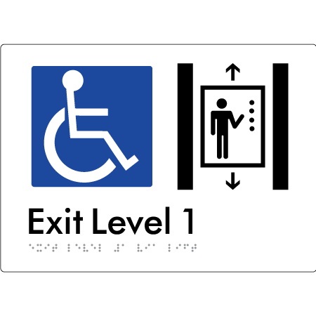 Exit Level 1 Via Lift - Braille Tactile Signs Aust.