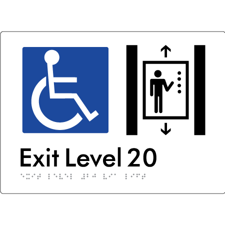 Exit Level 20 Via Lift - Braille Tactile Signs Aust.
