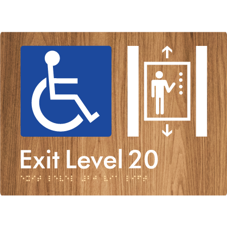 Exit Level 20 Via Lift - Braille Tactile Signs Aust.