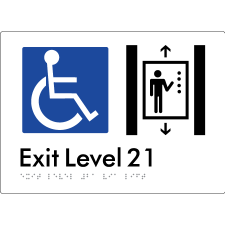 Exit Level 21 Via Lift - Braille Tactile Signs Aust.