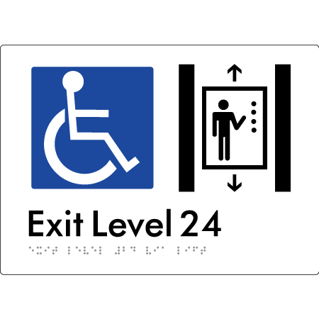 Exit Level 24 Via Lift - Braille Tactile Signs Aust.