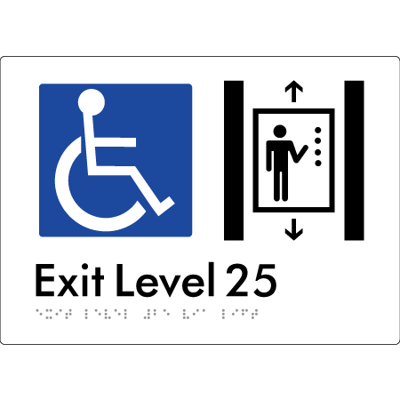 Exit Level 25 Via Lift - Braille Tactile Signs Aust.