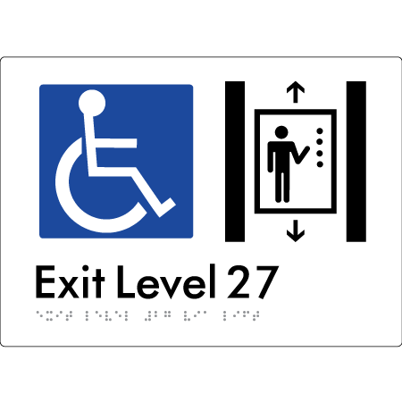 Exit Level 27 Via Lift - Braille Tactile Signs Aust.