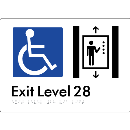 Exit Level 28 Via Lift - Braille Tactile Signs Aust.