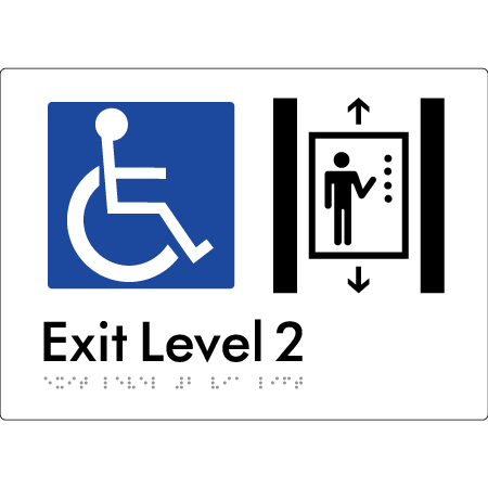 Exit Level 2 Via Lift - Braille Tactile Signs Aust.