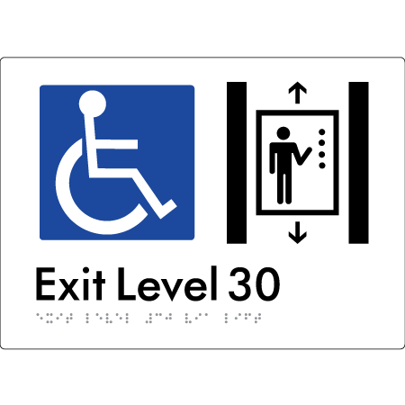 Exit Level 30 Via Lift - Braille Tactile Signs Aust.