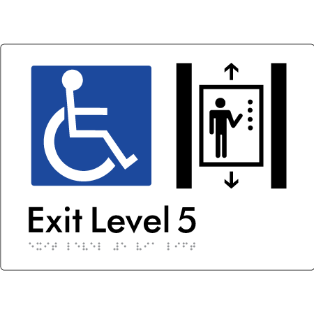 Exit Level 5 Via Lift - Braille Tactile Signs Aust.