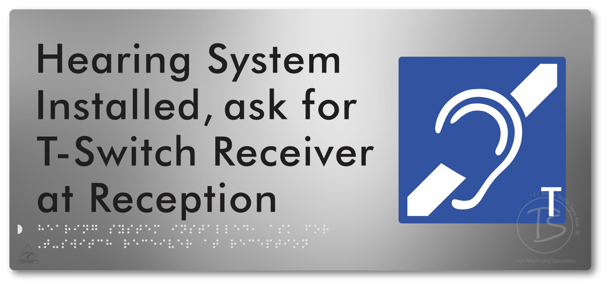 Hearing System Installed  ask for T-Switch Receiver at Reception_AudioT