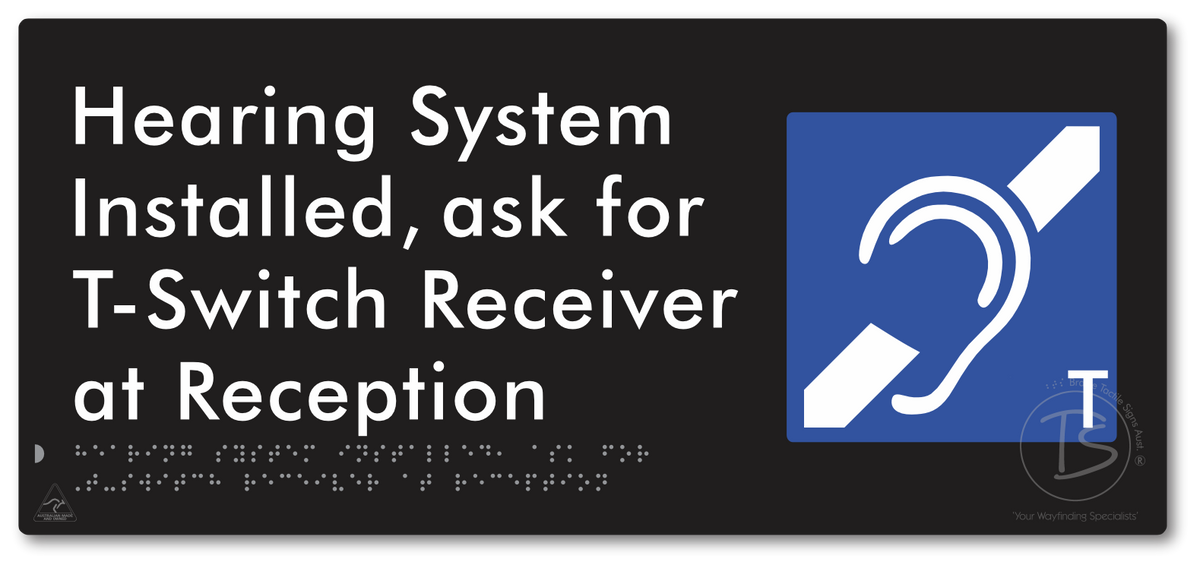 Hearing System Installed  ask for T-Switch Receiver at Reception_AudioT