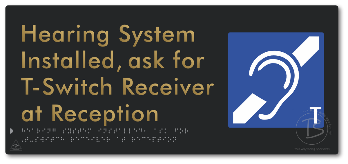 Hearing System Installed  ask for T-Switch Receiver at Reception_AudioT