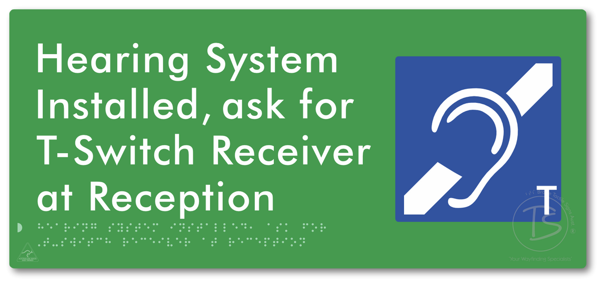 Hearing System Installed  ask for T-Switch Receiver at Reception_AudioT