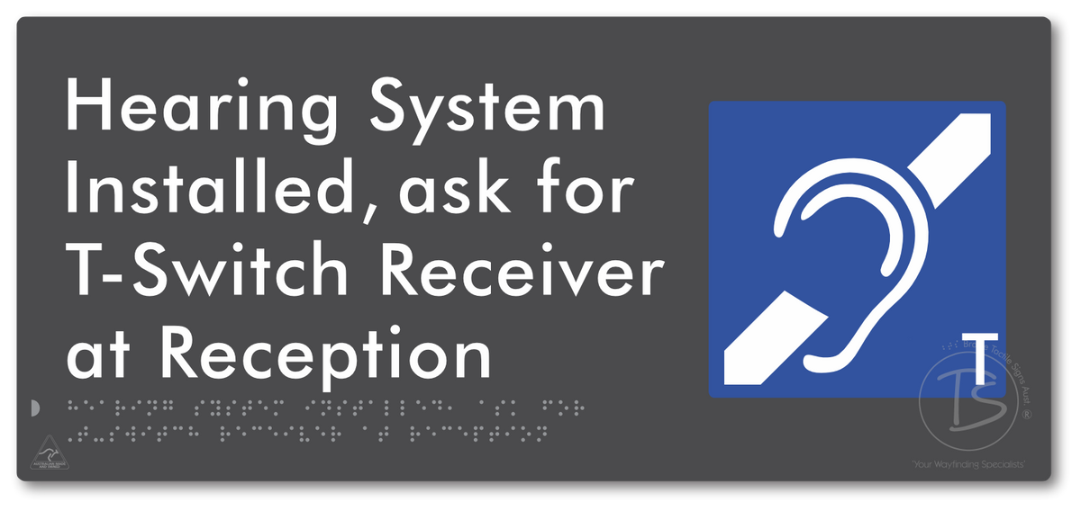 Hearing System Installed  ask for T-Switch Receiver at Reception_AudioT
