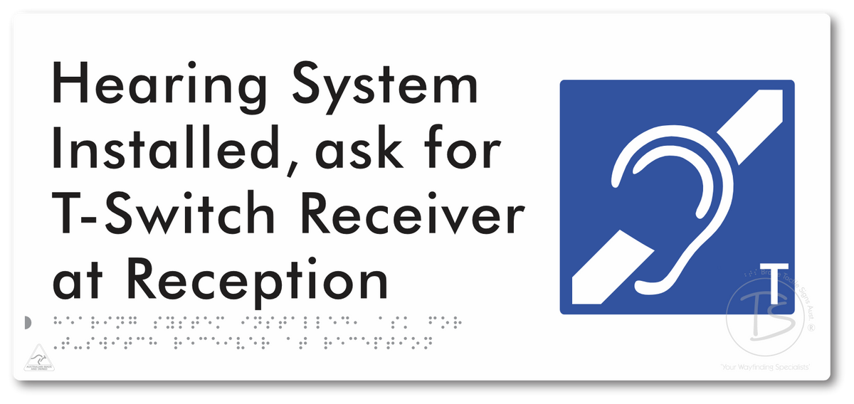 Hearing System Installed  ask for T-Switch Receiver at Reception_AudioT