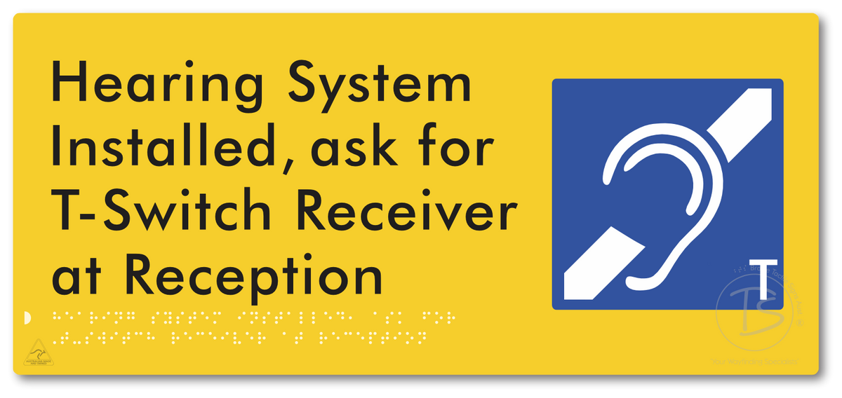 Hearing System Installed  ask for T-Switch Receiver at Reception_AudioT
