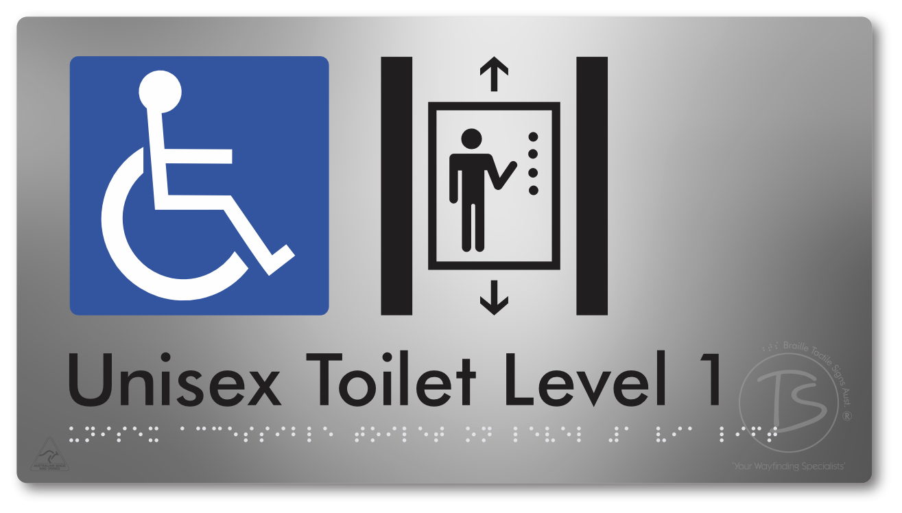 Unisex Accessible Toilet on Level 1 Via Lift - Braille Tactile Signs Aust.