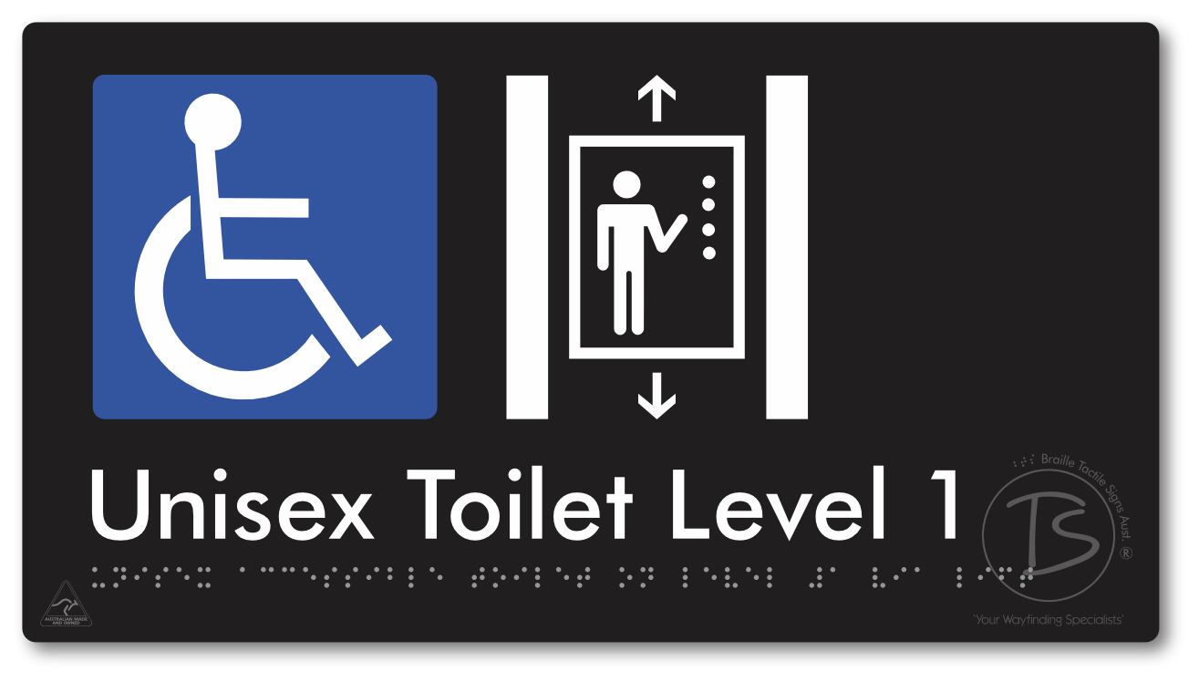 Unisex Accessible Toilet on Level 1 Via Lift - Braille Tactile Signs Aust.