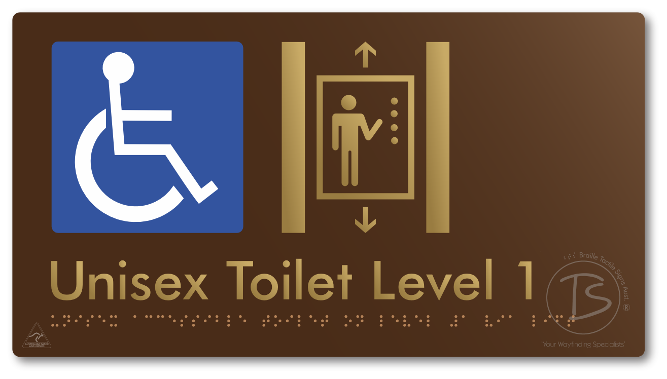 Unisex Accessible Toilet on Level 1 Via Lift - Braille Tactile Signs Aust.